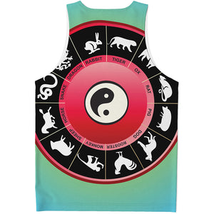 Yin Yang Chinese Zodiac Signs Print Men's Tank Top