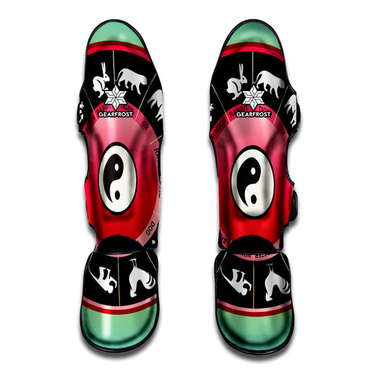 Yin Yang Chinese Zodiac Signs Print Muay Thai Shin Guard