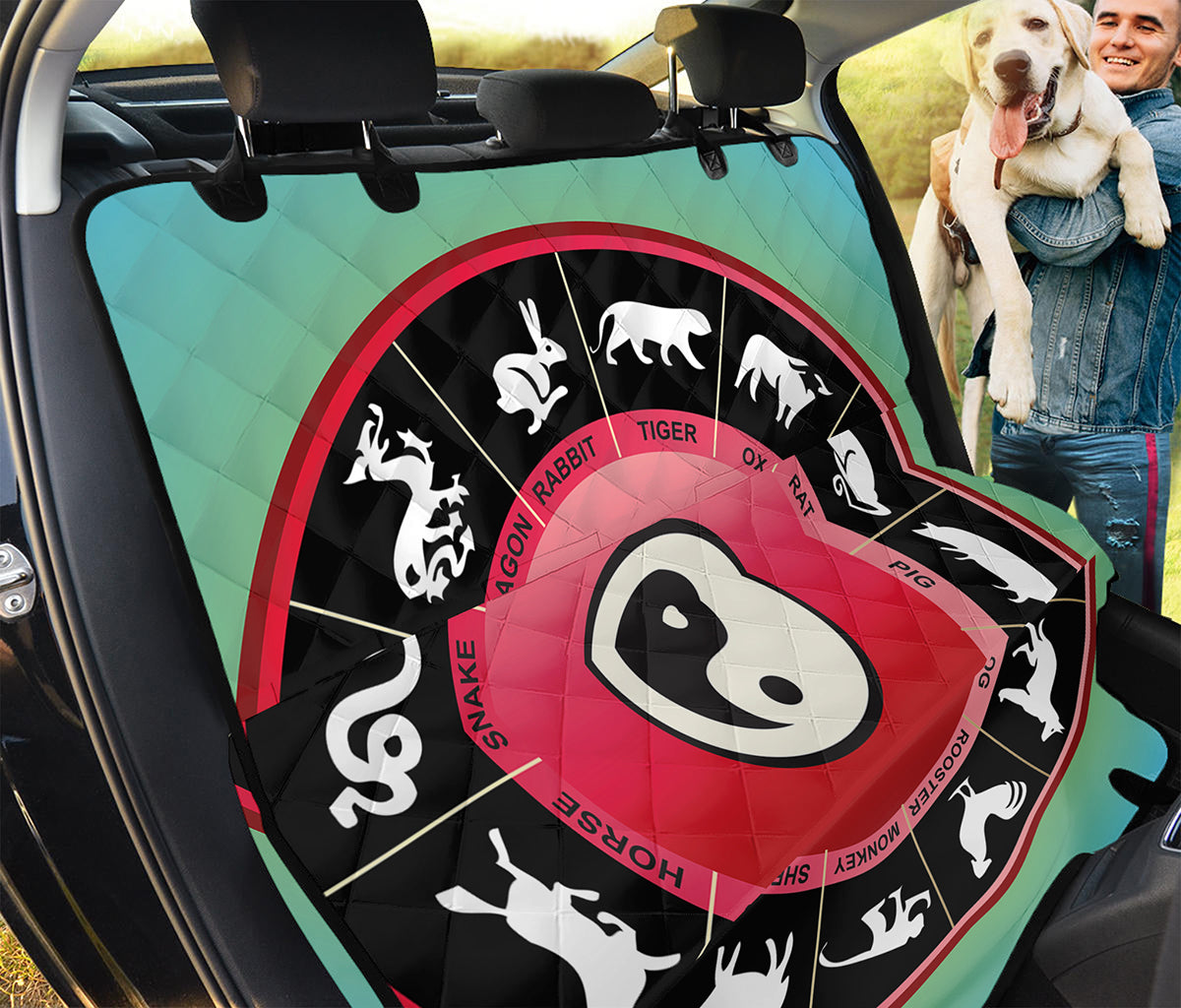 Yin Yang Chinese Zodiac Signs Print Pet Car Back Seat Cover