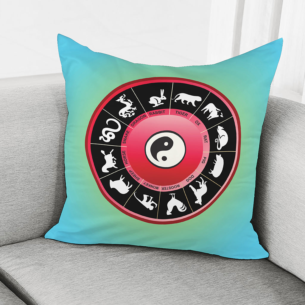 Yin Yang Chinese Zodiac Signs Print Pillow Cover