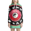 Yin Yang Chinese Zodiac Signs Print Pullover Hoodie Dress