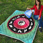 Yin Yang Chinese Zodiac Signs Print Quilt