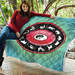 Yin Yang Chinese Zodiac Signs Print Quilt