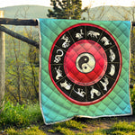 Yin Yang Chinese Zodiac Signs Print Quilt