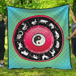 Yin Yang Chinese Zodiac Signs Print Quilt