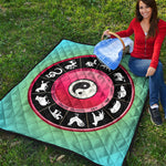 Yin Yang Chinese Zodiac Signs Print Quilt