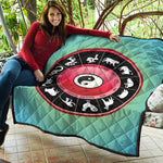 Yin Yang Chinese Zodiac Signs Print Quilt