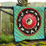 Yin Yang Chinese Zodiac Signs Print Quilt