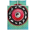Yin Yang Chinese Zodiac Signs Print Quilt Bed Set