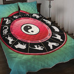 Yin Yang Chinese Zodiac Signs Print Quilt Bed Set