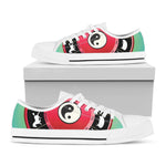 Yin Yang Chinese Zodiac Signs Print White Low Top Shoes