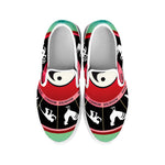 Yin Yang Chinese Zodiac Signs Print White Slip On Shoes