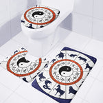 Yin Yang Chinese Zodiac Wheel Print 3 Piece Bath Mat Set