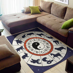 Yin Yang Chinese Zodiac Wheel Print Area Rug
