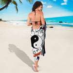 Yin Yang Chinese Zodiac Wheel Print Beach Sarong Wrap