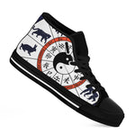 Yin Yang Chinese Zodiac Wheel Print Black High Top Shoes