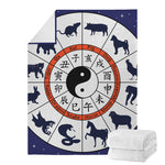 Yin Yang Chinese Zodiac Wheel Print Blanket