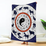 Yin Yang Chinese Zodiac Wheel Print Blanket