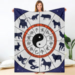 Yin Yang Chinese Zodiac Wheel Print Blanket