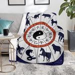 Yin Yang Chinese Zodiac Wheel Print Blanket