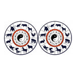Yin Yang Chinese Zodiac Wheel Print Car Coasters
