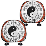 Yin Yang Chinese Zodiac Wheel Print Car Headrest Covers