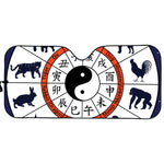 Yin Yang Chinese Zodiac Wheel Print Car Sun Shade