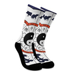 Yin Yang Chinese Zodiac Wheel Print Crew Socks