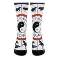Yin Yang Chinese Zodiac Wheel Print Crew Socks