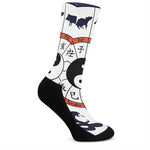 Yin Yang Chinese Zodiac Wheel Print Crew Socks