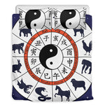 Yin Yang Chinese Zodiac Wheel Print Duvet Cover Bedding Set