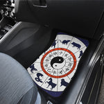 Yin Yang Chinese Zodiac Wheel Print Front and Back Car Floor Mats