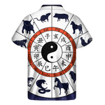 Yin Yang Chinese Zodiac Wheel Print Men's Short Sleeve Shirt