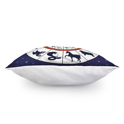 Yin Yang Chinese Zodiac Wheel Print Pillow Cover