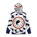Yin Yang Chinese Zodiac Wheel Print Pullover Hoodie