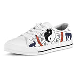 Yin Yang Chinese Zodiac Wheel Print White Low Top Shoes