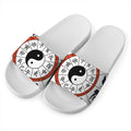 Yin Yang Chinese Zodiac Wheel Print White Slide Sandals