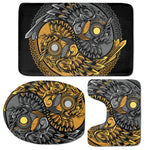 Yin Yang Owl Print 3 Piece Bath Mat Set