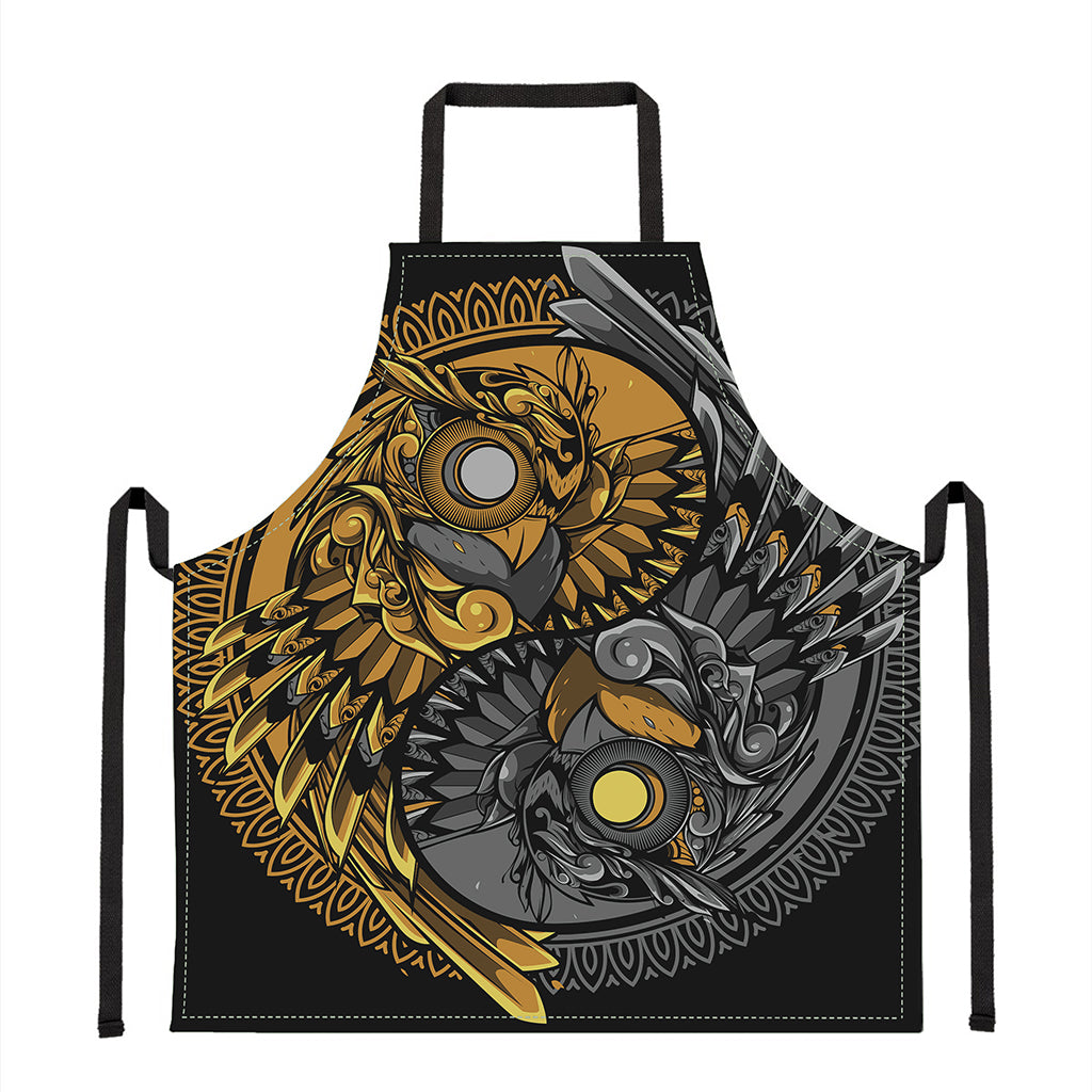 Yin Yang Owl Print Apron