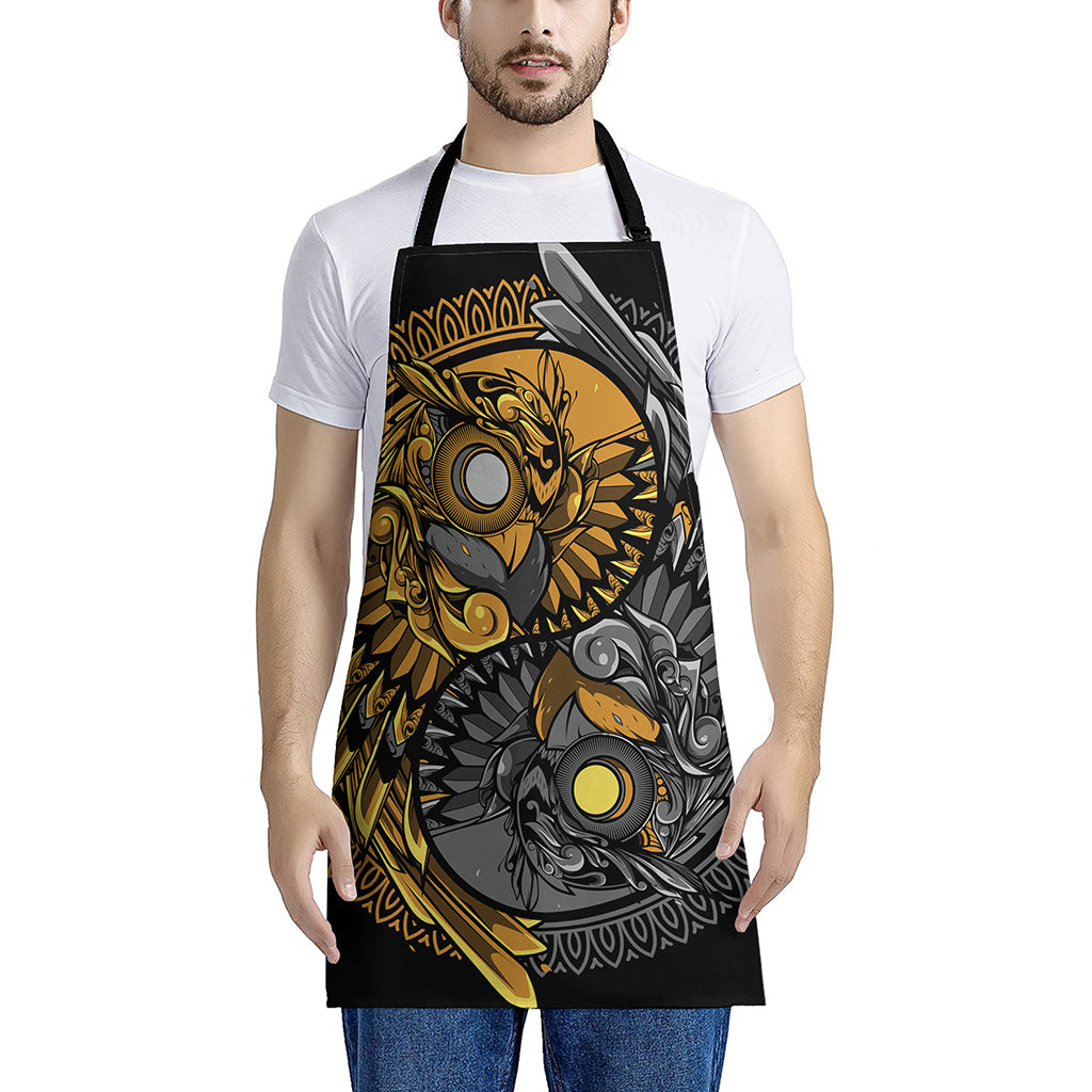 Yin Yang Owl Print Apron