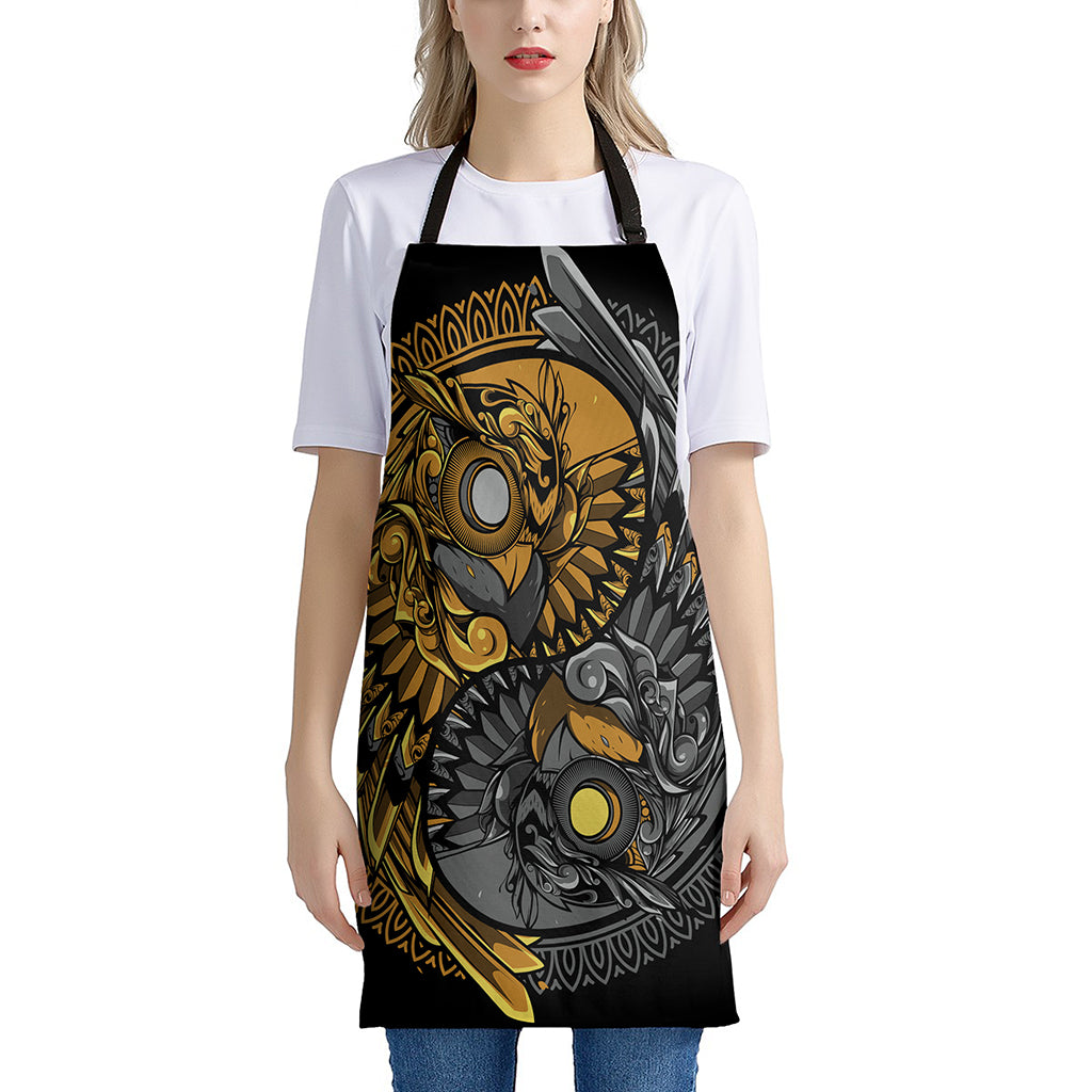 Yin Yang Owl Print Apron