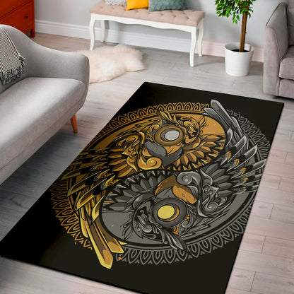Yin Yang Owl Print Area Rug