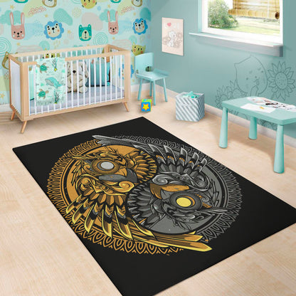 Yin Yang Owl Print Area Rug