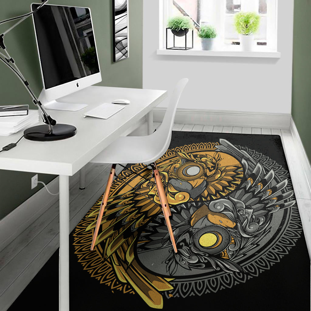 Yin Yang Owl Print Area Rug