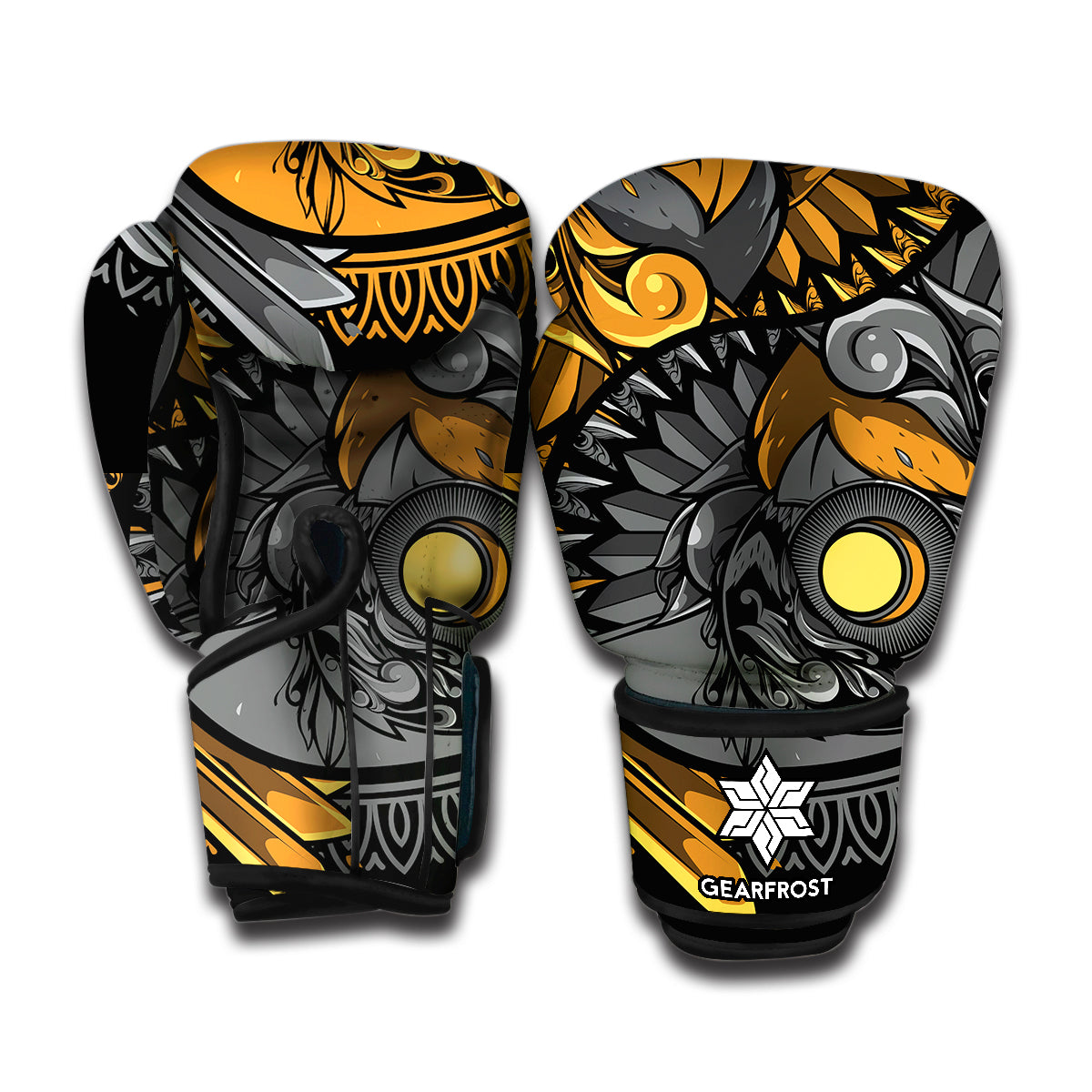 Yin Yang Owl Print Boxing Gloves