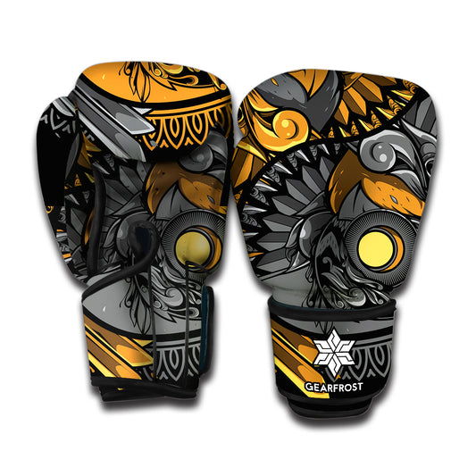Yin Yang Owl Print Boxing Gloves