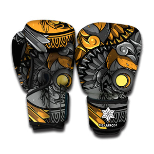 Yin Yang Owl Print Boxing Gloves