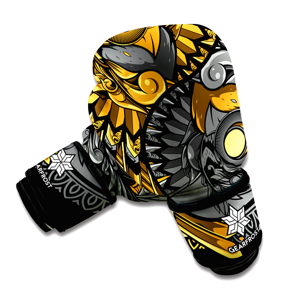 Yin Yang Owl Print Boxing Gloves