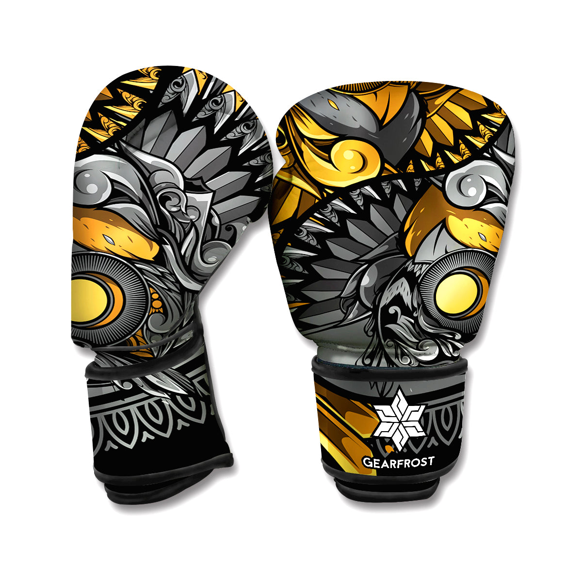 Yin Yang Owl Print Boxing Gloves