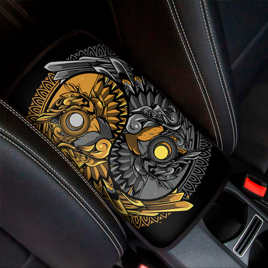 Yin Yang Owl Print Car Center Console Cover